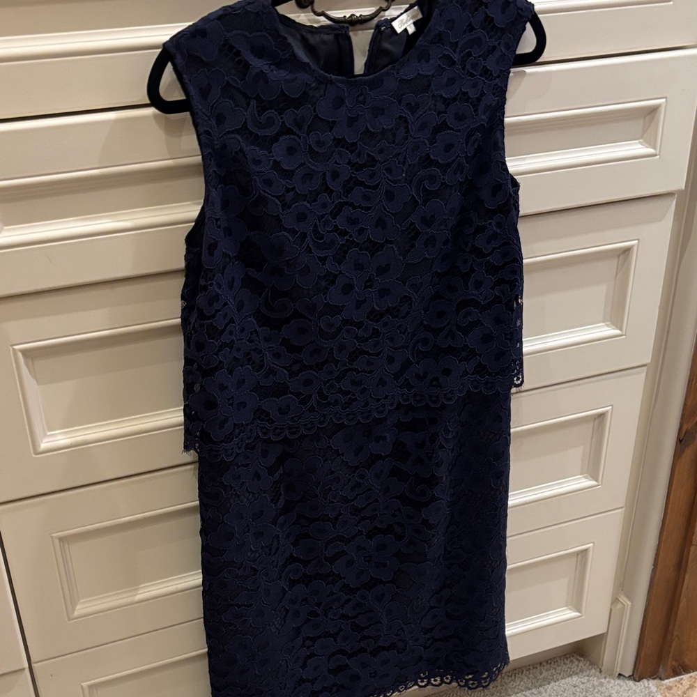 Elegant Navy Lace Dress